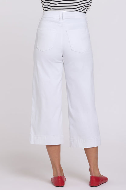 Brigitte Wide Leg Capri Jeans In Petite - Optic White