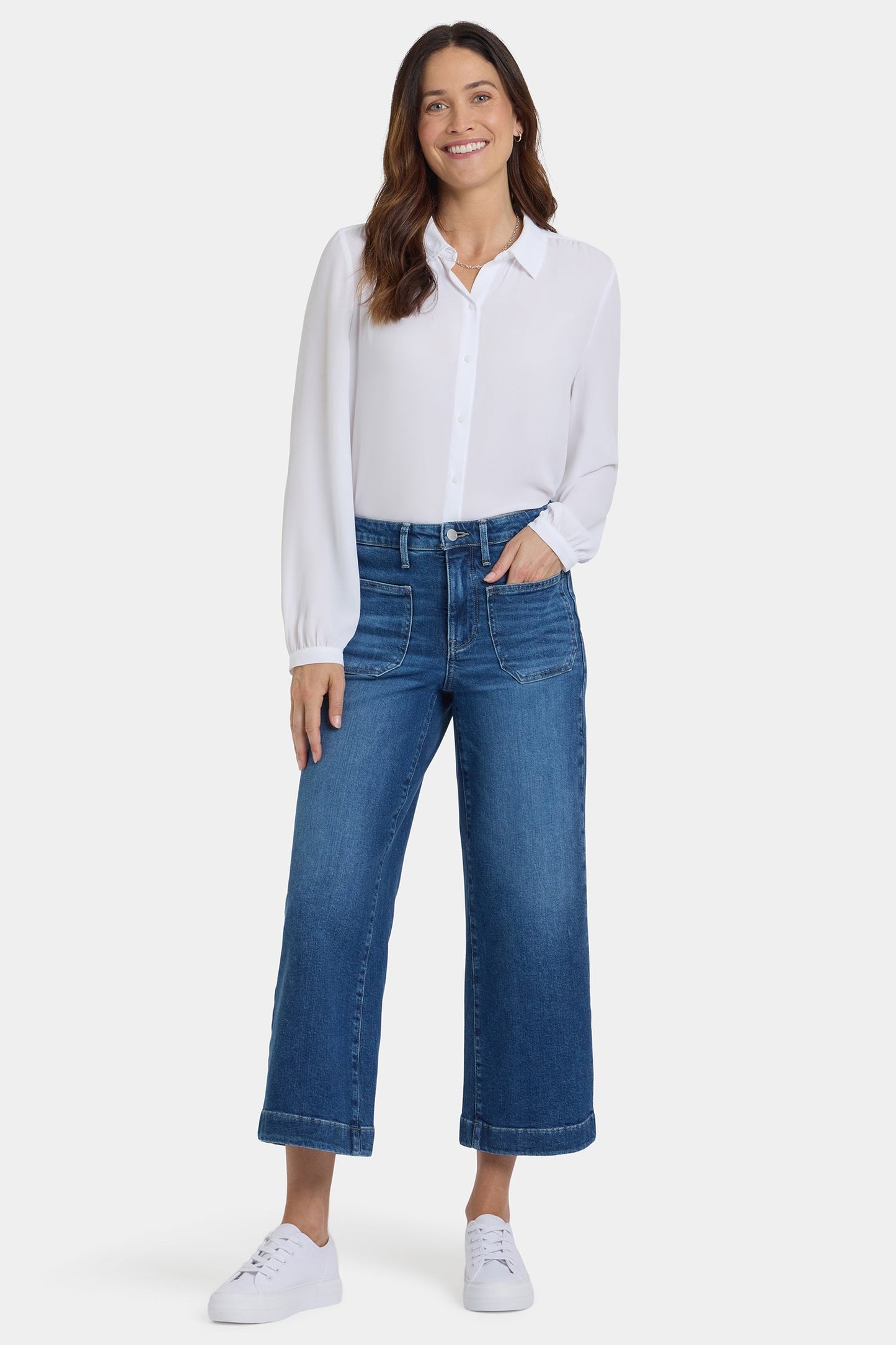 Teresa Wide Leg Ankle Jeans In Petite - Opera Blue