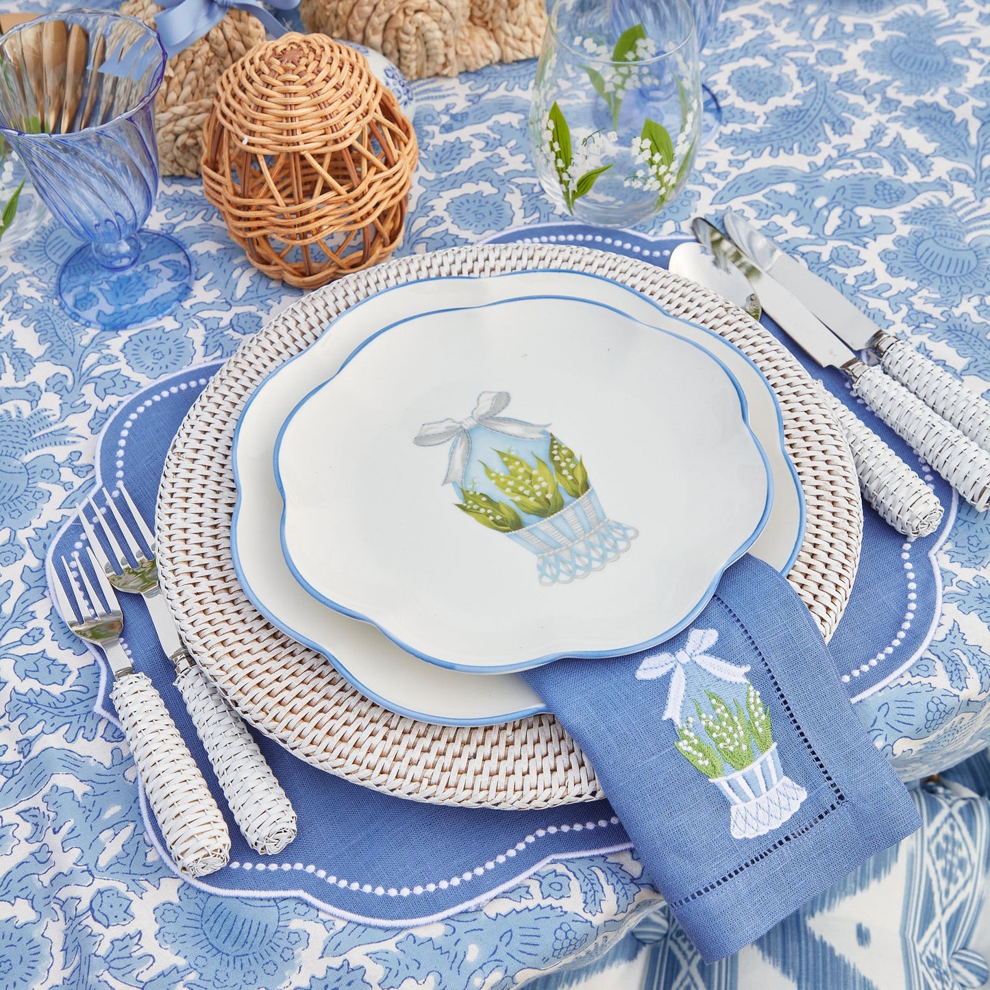 Blue Eloise Linen Placemats (Set of 4)