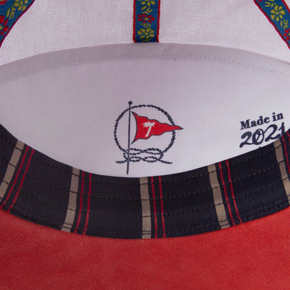 'Claws N' Roses' 7-Panel Souvenir Cap (White / Red)