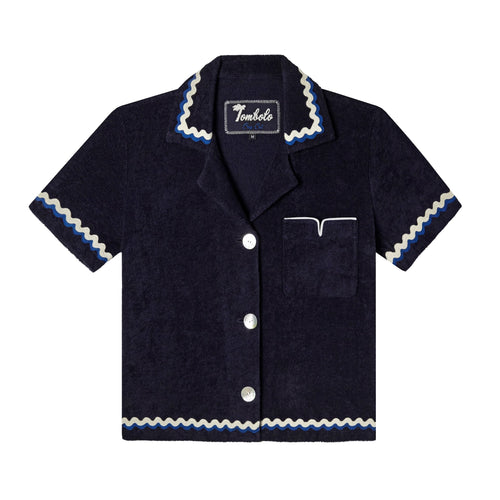 'Rick Rack' Cabana ~ Crop Cut (Midnight Blue)