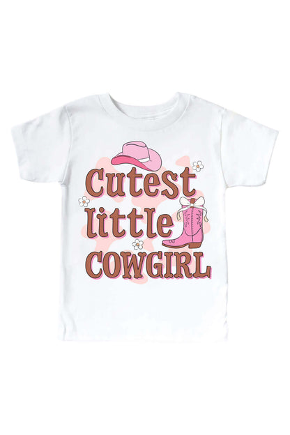 Cutest Little Cowgirl Graphic Bodysuit & Kids Tee | White