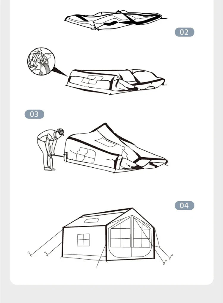 7.5㎡ Quick Setup Large Inflatable Tent with Pump Windproof 420D Oxford Fabric Instant Air Tent for Camping Beach Party Garden