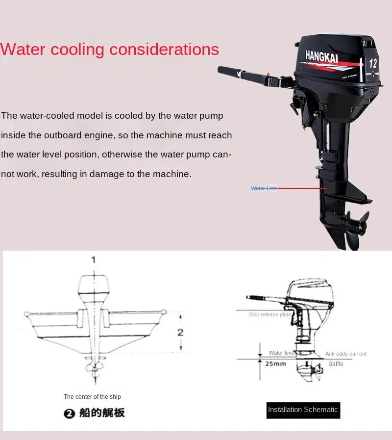 Hangkai 40HP Outboard Motor – 2-Stroke 703cc Water-Cooled Marine Petrol Engine for Fishing & Speed Boats