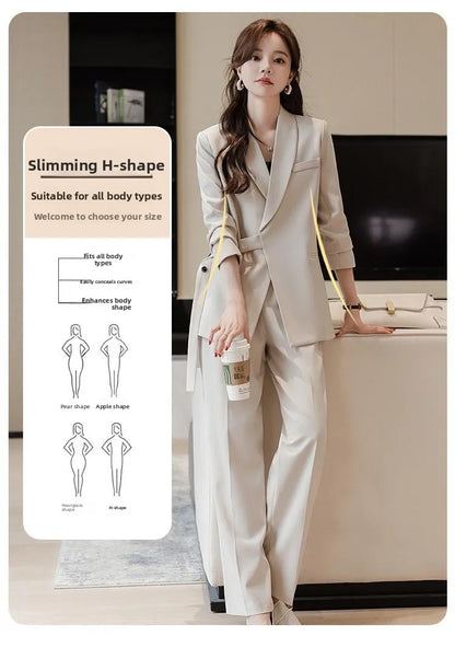 plus Size Wide Leg Pants Two Piece Set Big Brand Women's Spring Autumn New Sle Jaet And Pants Suit for Young Women 8-25