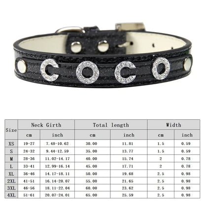 Personalized Dog Collar Bling Rhinestone DIY Names Puppy Cat Leather Collars Small Large Dog Necklace Free Name Pet Accessories