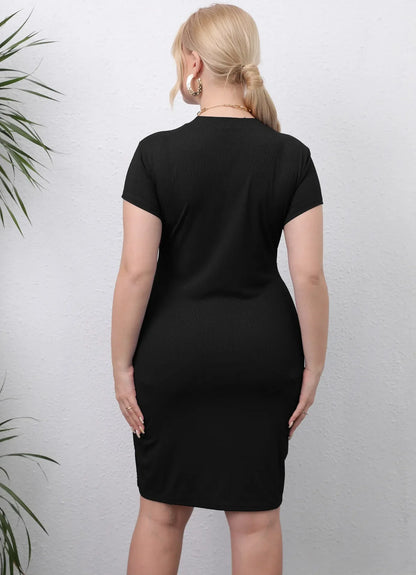 Plus Size Plus Size Women's Side Slit Bodycon Skirt Smooths Your Silhouette Simple Casual Dress European And American Fashion...