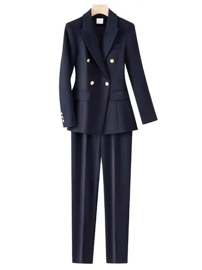Black Career Suit Set for Women Spring Autumn 2025 New Style Student Uniform Long Sleeve Polyester Fiber Workwear Pants