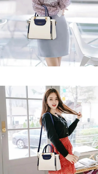 Fashion Color Contrast Handbag, Stitching Striped Crossbody Bag Women's Elegant Office & Work Purse