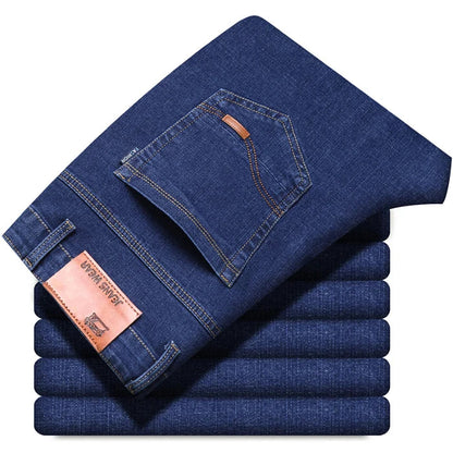 New Men Comfortable Soft Business Fashion Straight Casual Denim Trousers Male Brand Clothing Light Luxury Stretch Slim Fit Pants