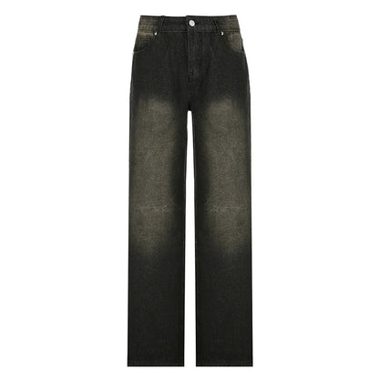 Darlingaga Streetwear Grunge Baggy Jeans Women Vintage Distressed Straight Leg Y2K Denim Pants 90s Aesthetic Outfits Washed Chic