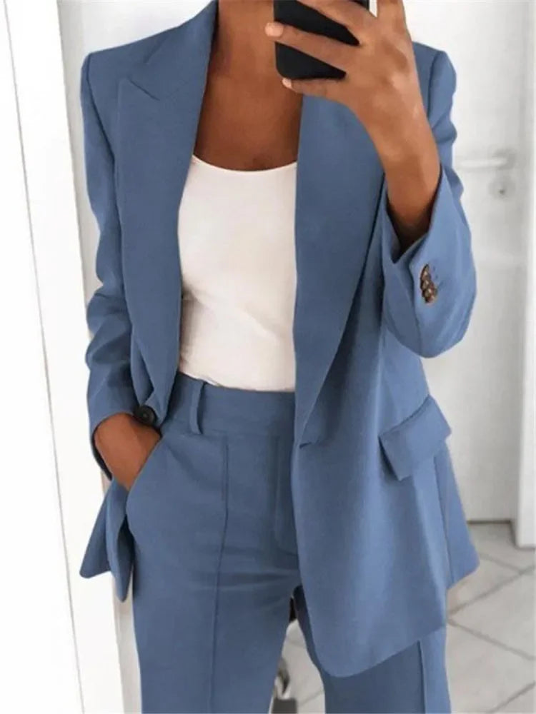 2024 S-5XL Women's Blazer Casual Long-sleeved Top Solid Color Suit Collar Button Simple Temperament Commuter Plus Size Blazer