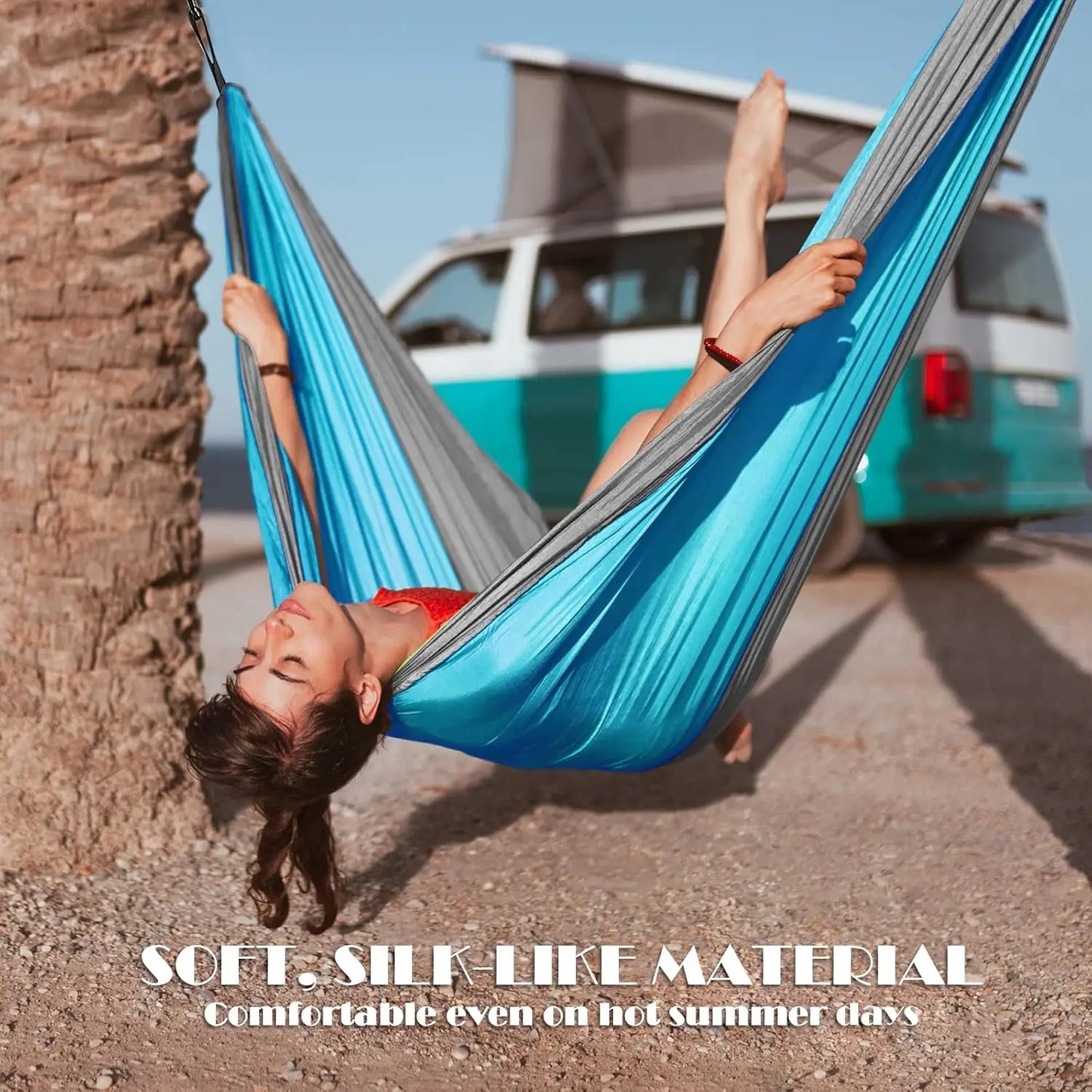 Camping Hammock with Tree Straps – Lightweight Nylon Hammock for Outdoor & Indoor Use