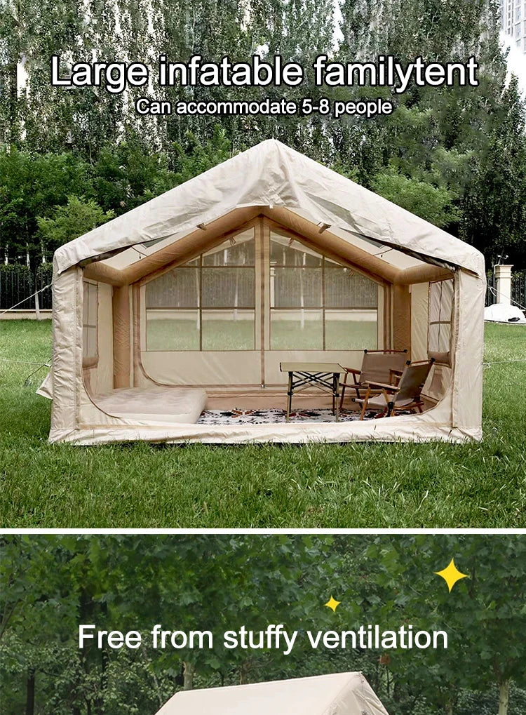 7.5㎡ Quick Setup Large Inflatable Tent with Pump Windproof 420D Oxford Fabric Instant Air Tent for Camping Beach Party Garden