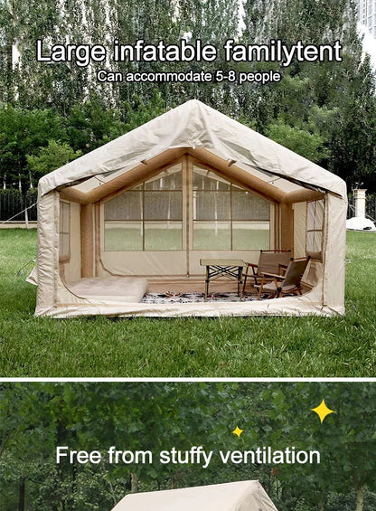 7.5㎡ Quick Setup Large Inflatable Tent with Pump Windproof 420D Oxford Fabric Instant Air Tent for Camping Beach Party Garden