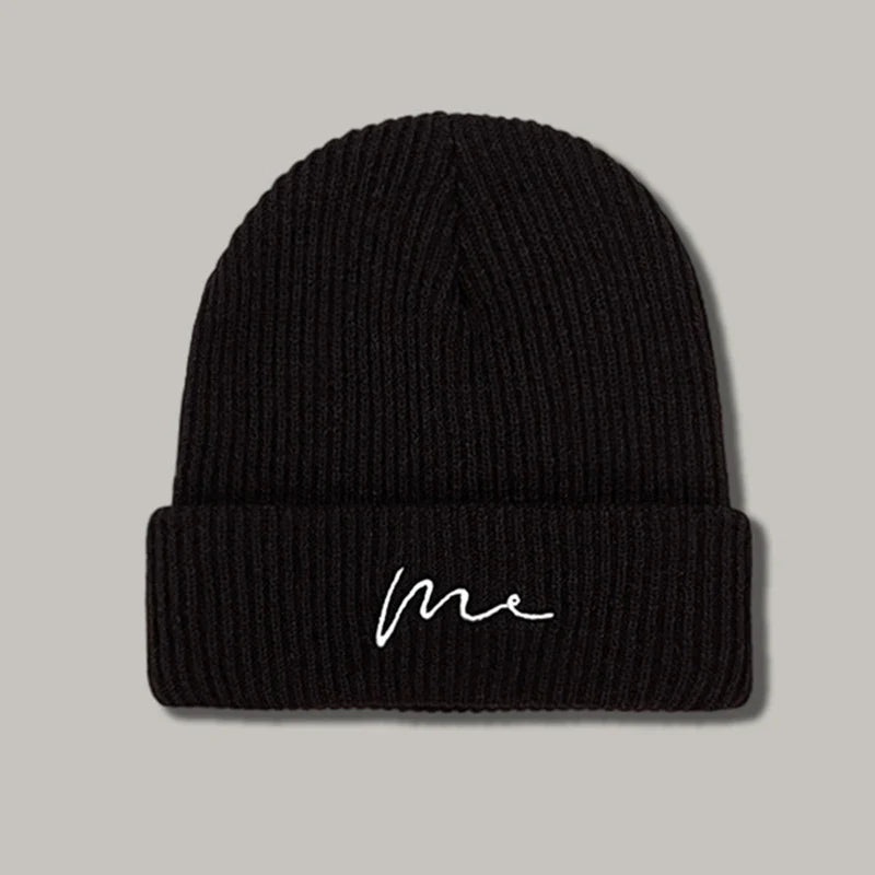 Rimiut Funny Letter Knitted Men Women Beanies Black & White Autumn Winter Hip hop hats Thick Warm Beanie Caps for adult