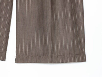 Office Lady Chic Brown Suits V Neck Striped Loose Blazer High Waist Wide Leg Pants Fashion Casual Women Suits Костюм Офисный