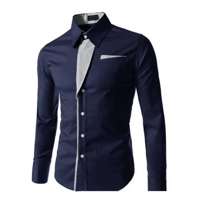 Male Fashion Shirts Full Sleeve Stripe Shirt Men Slim Fit Design Formal Dress Shirts Colors Size L-4XL