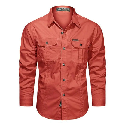 2024 Spring Cotton Cargo Shirt for Men Long Sleeve Multi-Pocket Shirts Outdoor Casual Clothing High Quality Military Overshirt
