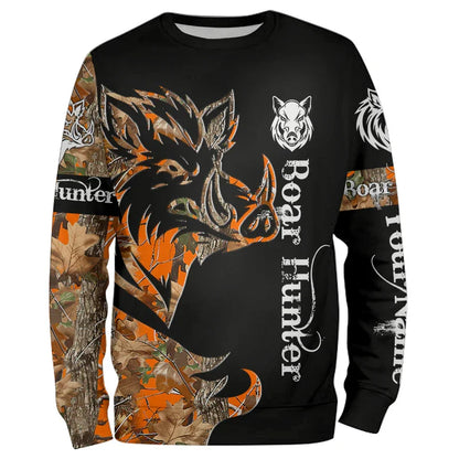 Men's 3D Wild Boar Camo Hunting T-Shirt – Long Sleeve Streetwear Tee