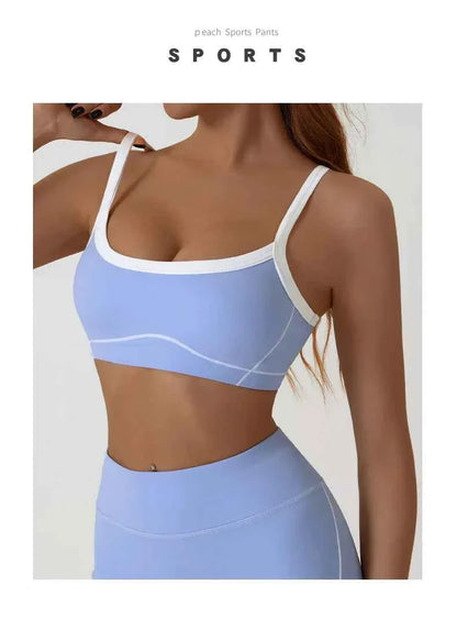 Women's Shock-Absorbing Sports Bra – Color Block Full Cup Breathable Gym & Yoga Tube Top