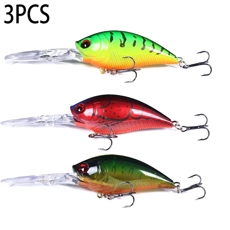 Crankbait Wobbler Fishing Lure – 12.5cm, 20.5g, ABS, 6# Treble Hook, Pike & Carp, 10+ Colors