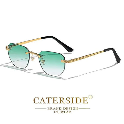 CATERSIDE New Retro Rimless Sunglasses Men Pilot Cupronickel Frame Brand Design Sun Glasses Women Festival Party Travel Eyewear