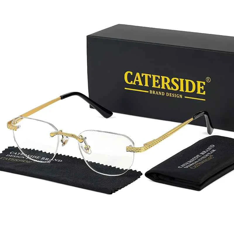 CATERSIDE New Retro Rimless Sunglasses Men Pilot Cupronickel Frame Brand Design Sun Glasses Women Festival Party Travel Eyewear
