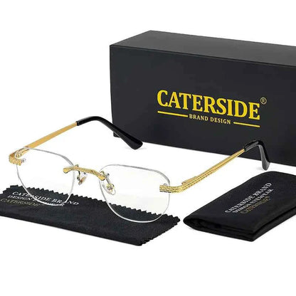 CATERSIDE New Retro Rimless Sunglasses Men Pilot Cupronickel Frame Brand Design Sun Glasses Women Festival Party Travel Eyewear