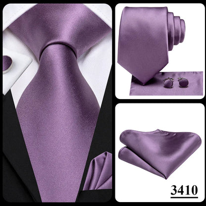 Hi-Tie Light Purple Solid Silk Wedding Tie For Men Quality Hanky Cufflink Gift Necktie Set Fashion Novelty Designer Dropshipping