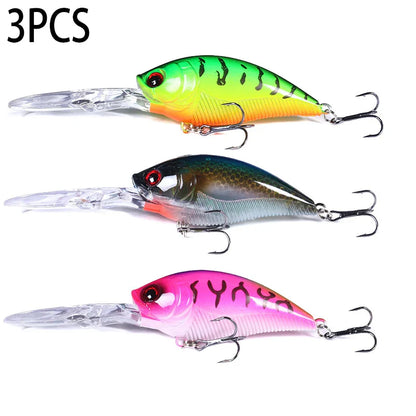 Crankbait Wobbler Fishing Lure – 12.5cm, 20.5g, ABS, 6# Treble Hook, Pike & Carp, 10+ Colors
