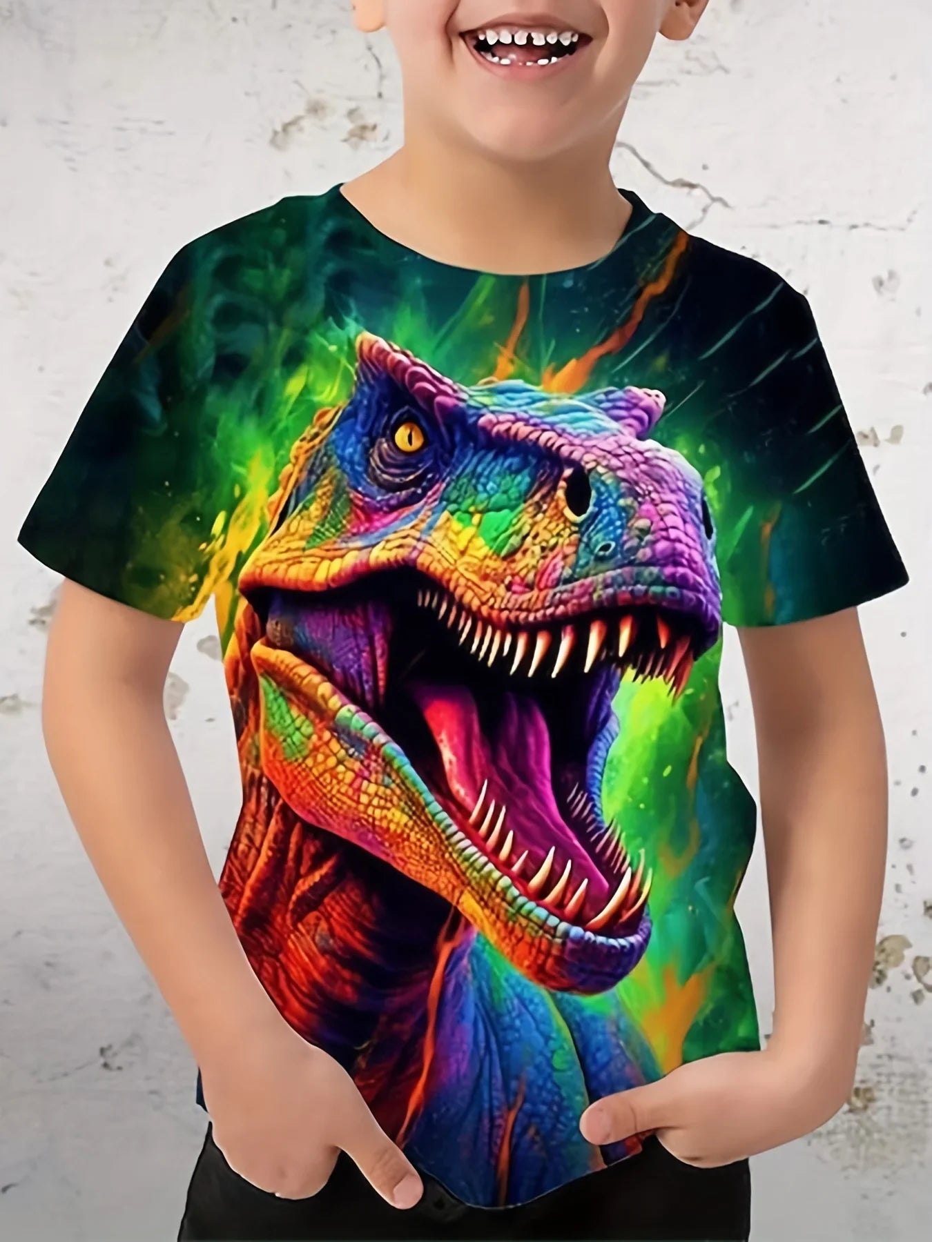 Children's Clothing Boys Tshirt Short Sleeve Child T-Shirt 3D Dinosaur Print Casual Kids Summer Clothes Girls Clothes Tops Tee