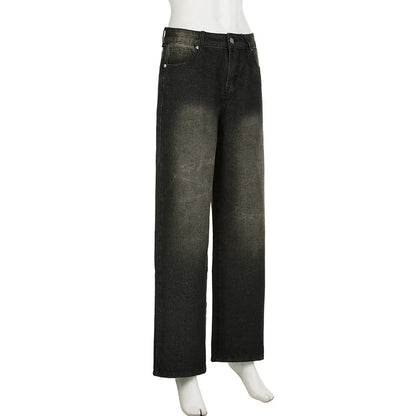 Darlingaga Streetwear Grunge Baggy Jeans Women Vintage Distressed Straight Leg Y2K Denim Pants 90s Aesthetic Outfits Washed Chic