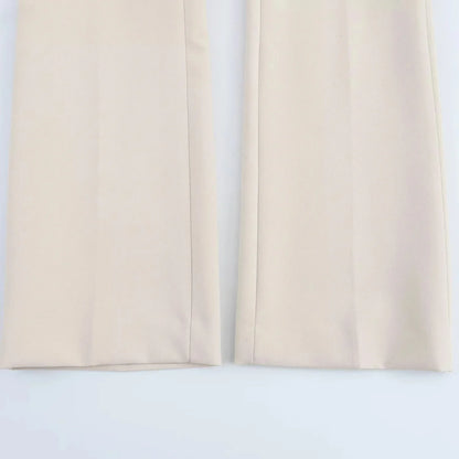 KONDALA 2026 Spring Summer Elegant Office Lady Solid Suits Fashion Slim Single Button Shrug Blazers Chic Zipper Flare Pants