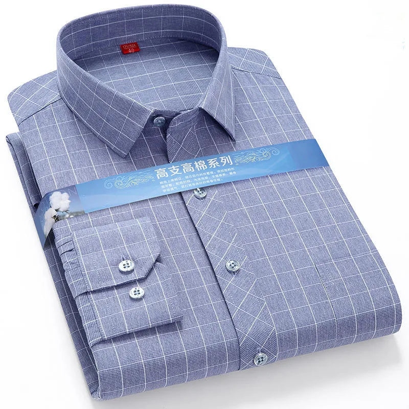 Plus Large 5XL 6XLsize Mens COTTON+Polyester NON-Iron Dress Shirt Regular Fit Soft Easy Care Smart Casual Purple Social Shirts