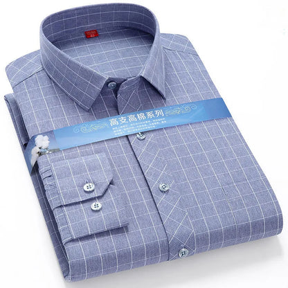Plus Large 5XL 6XLsize Mens COTTON+Polyester NON-Iron Dress Shirt Regular Fit Soft Easy Care Smart Casual Purple Social Shirts