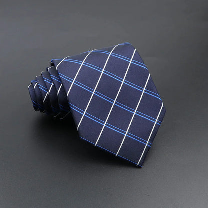 Men's Fashion Tie 8cm Blue Necktie Classic Plaid Striped Neck Tie Paisley Floral Neckties Daily Wear Cravat Wedding Party Gift