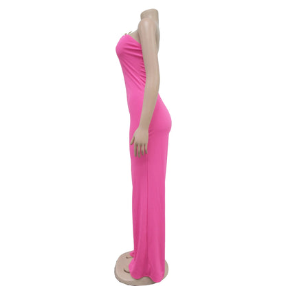 Summer Sexy Backless Women's Jumpsuit Fashionable Slim Fit Elegant Package hip Wide Leg Long Pants Female Party Jumpsuit 2025