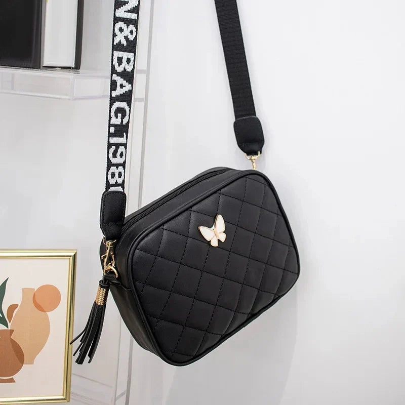 Fashion Hit Color Shoulder Bags for Women Female PU Leather Crossbody Messenger Bags Small Handbag Wide Strap Purse