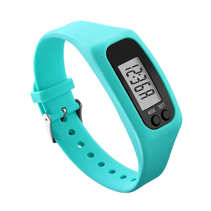 LED Pedometer Fitness Bracelet – Step Counter, Calorie Tracker, 12/24H Clock, 3 Colors