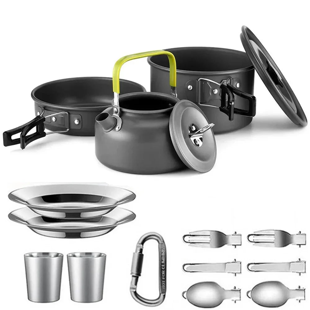 Aluminum Camping Cooking Set – Nonstick, Lightweight, Serves 2–3, 2 Package Options