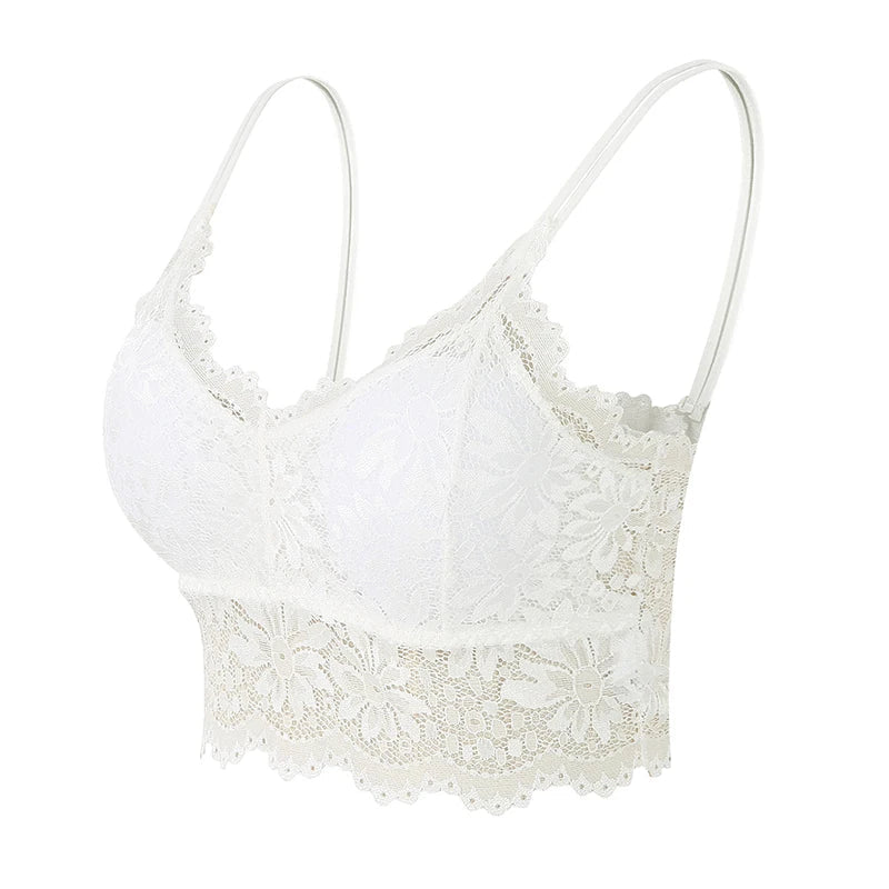 1PC Women Lace Bras Top Comfortable Bralette Solid Color Sexy Underwear Vest Female Hollow Out Wireless Lingerie Seamless Bra
