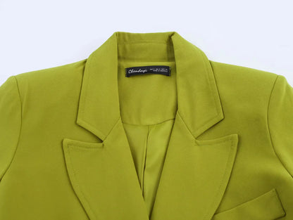 KONDALA 2025 Fall Winter Elegant Green Office Lady Suits Fashion Sashes Shrug Single Breasted Straight Blazers Chic Flare Pants