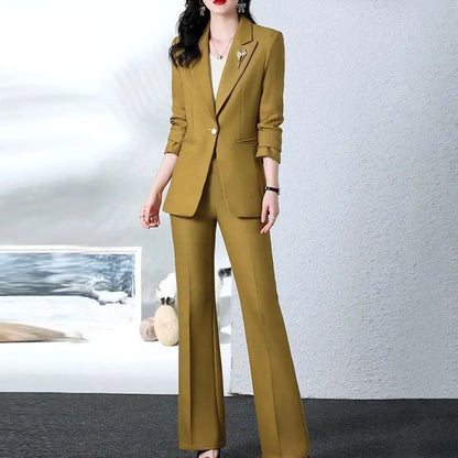2025 Spring and Autumn New Fashion Blazer Coat Trousers Two Piece Women's Elegant Casual Suit Jacket Pants Set Female Clothing