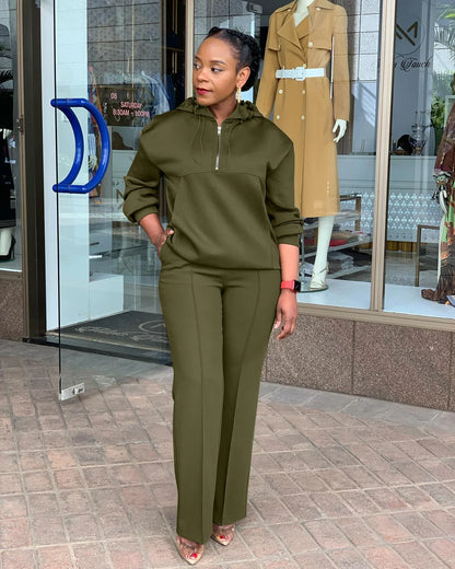 CM.YAYA Long Sleeve Women Set Loose Long Sleeve Hoodies Pant Suits 2024 Spring 2 Two Piece Sets Sporty Tracksuits Street Outfits