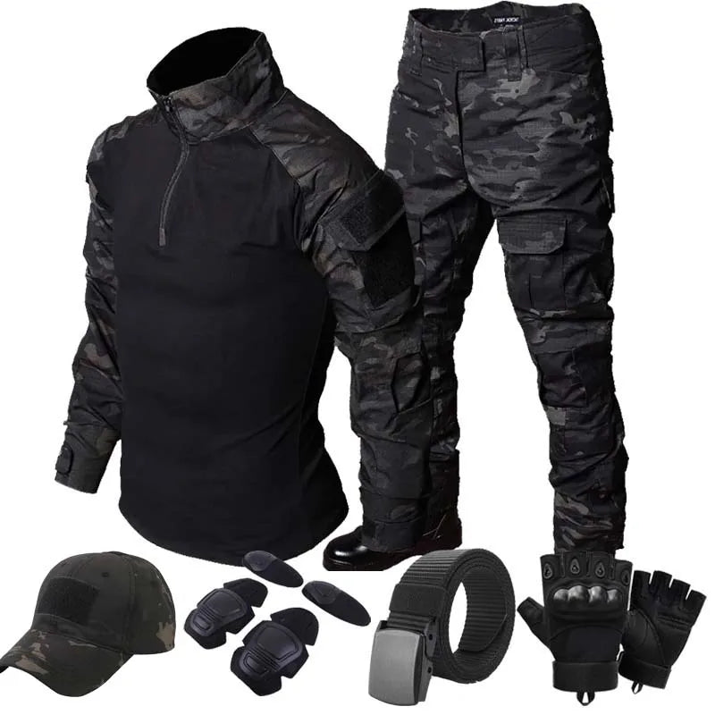 Tactical Combat Suit – Waterproof, Quick-Dry, Multi-Pocket Shirt & Cargo Pants, 7 Configurations