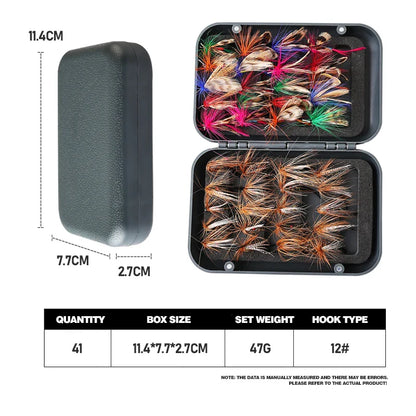 Artificial Fly & Insect Fishing Lure Set – 41 or 65 Pieces for Trout & Sea Bass
