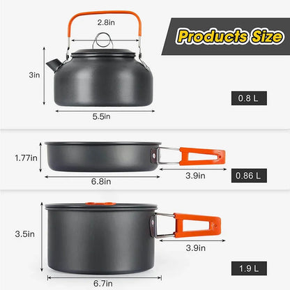 Aluminum Camping Cooking Set – Nonstick, Lightweight, Serves 2–3, 2 Package Options