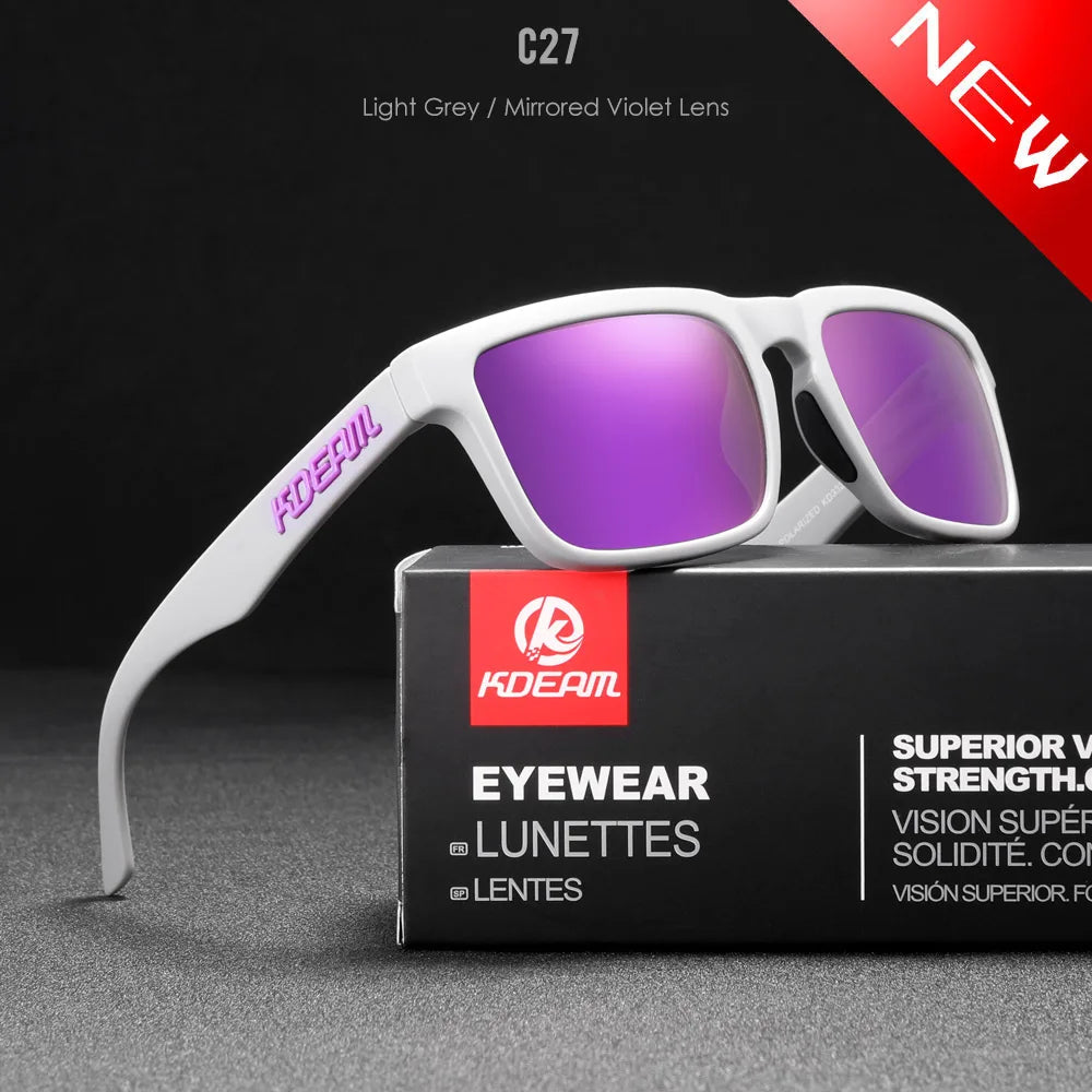 KDEAM Square Men's Polarized Sunglasses Outdoors Lifestyle Coating Sun Glasses New Matching Colors With Box