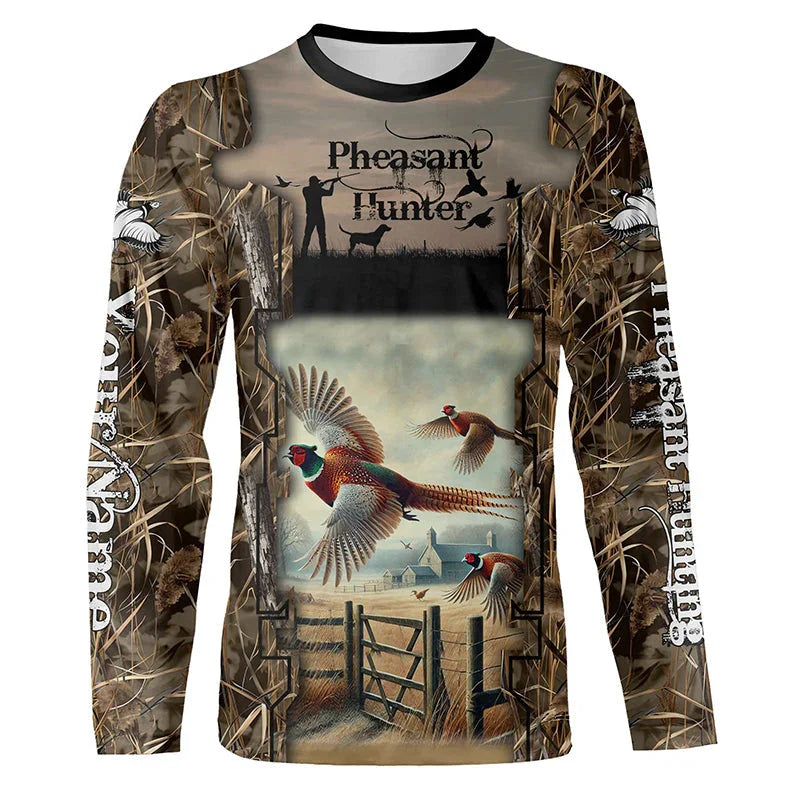 Men's 3D Wild Boar Camo Hunting T-Shirt – Long Sleeve Streetwear Tee